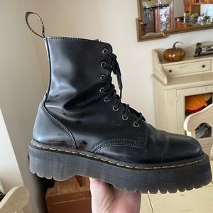 black platform doc martens 8 eye boots